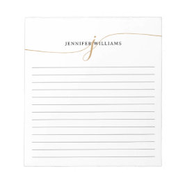 Elegantes minimalistisches goldenes Schriftmonogra Notizblock