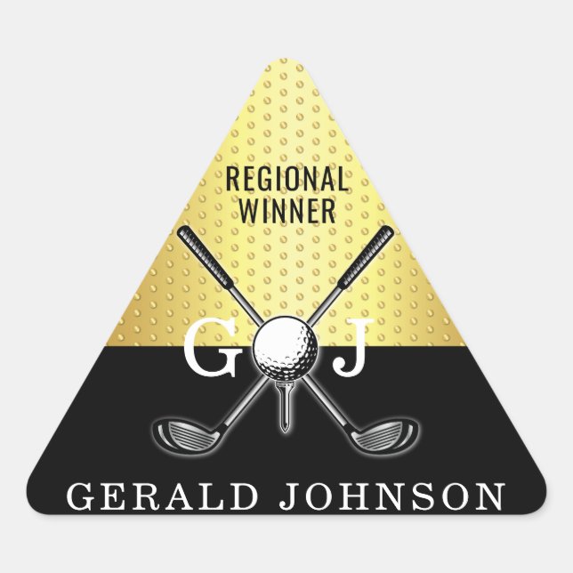 Elegantes Minimalistisches Golf Monogram Design Dreieckiger Aufkleber (Vorderseite)
