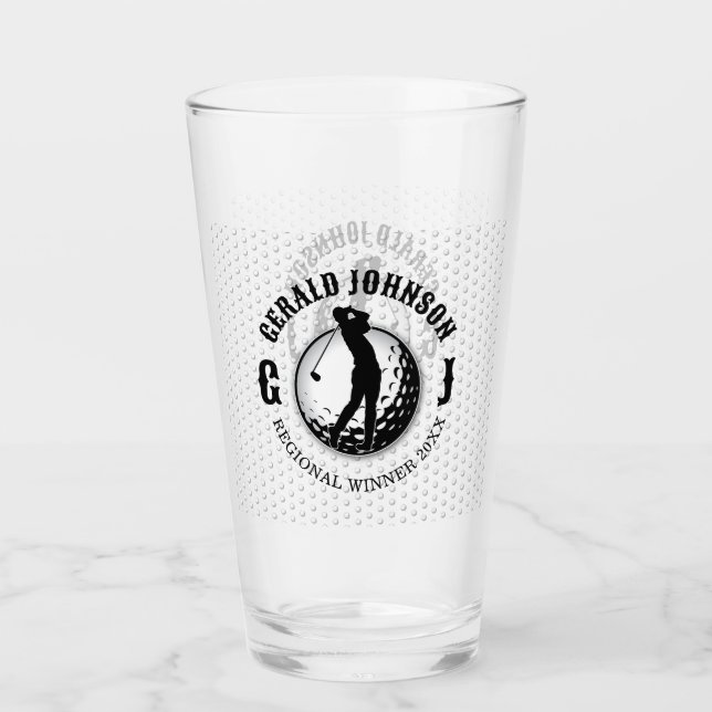 Elegantes Minimalistisches Golf Monogram Design Glas (Vorderseite)