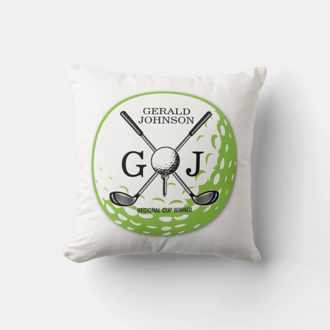 Elegantes Minimalistisches Golf Monogram Design Kissen (Vorderseite)