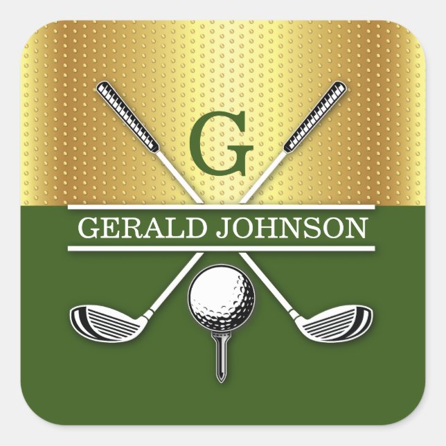 Elegantes Minimalistisches Golf Monogram Design Quadratischer Aufkleber (Vorderseite)