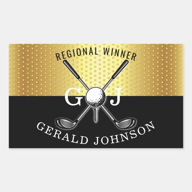 Elegantes Minimalistisches Golf Monogram Design Rechteckiger Aufkleber (Vorderseite)
