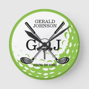 Elegantes Minimalistisches Golf Monogram Design Runde Wanduhr