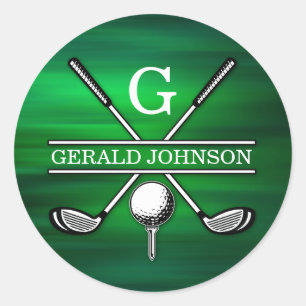 Elegantes Minimalistisches Golf Monogram Design Runder Aufkleber