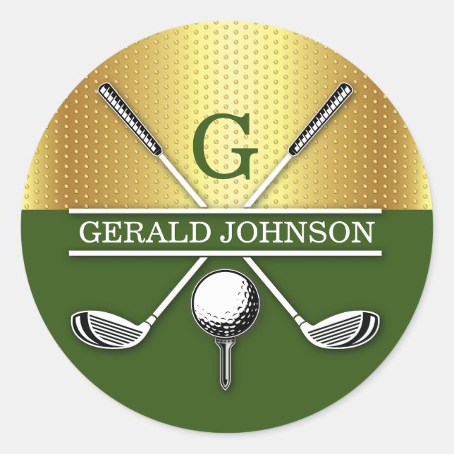Elegantes Minimalistisches Golf Monogram Design Runder Aufkleber (Vorderseite)