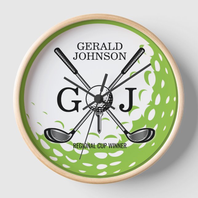 Elegantes Minimalistisches Golf Monogram Design Uhr (Vorderseite)