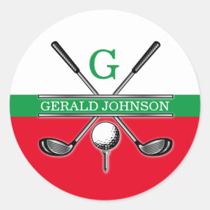 Elegantes Minimalistisches Golf Monogram Runder Aufkleber