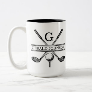 Elegantes minimalistisches Golf-Monogramm-Design Zweifarbige Tasse