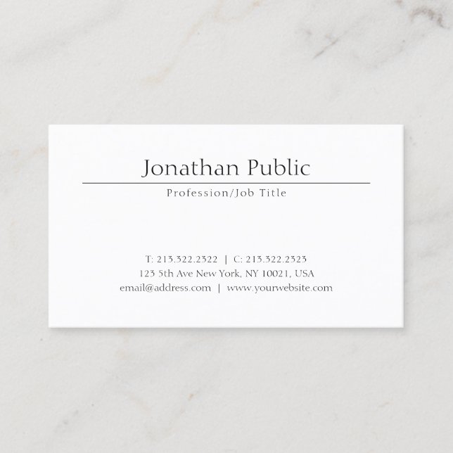 Elegantes Minimalistisches Grafikdesign Trendy Sch Visitenkarte (Vorderseite)