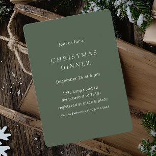 "Elegantes Minimalistisches grünes Weihnachtsfest Einladung
