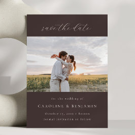 Elegantes minimalistisches handgeschriebenes braun save the date