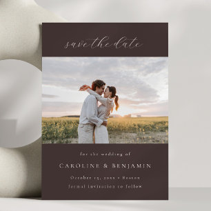 Elegantes minimalistisches handgeschriebenes braun save the date