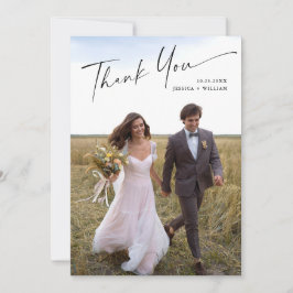 Elegantes Minimalistisches Handwriting Hochzeit 2 Dankeskarte