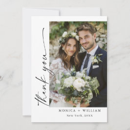 Elegantes Minimalistisches Handwriting Hochzeit 2 Dankeskarte