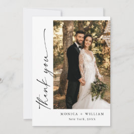 Elegantes Minimalistisches Handwriting Hochzeit 2 Dankeskarte