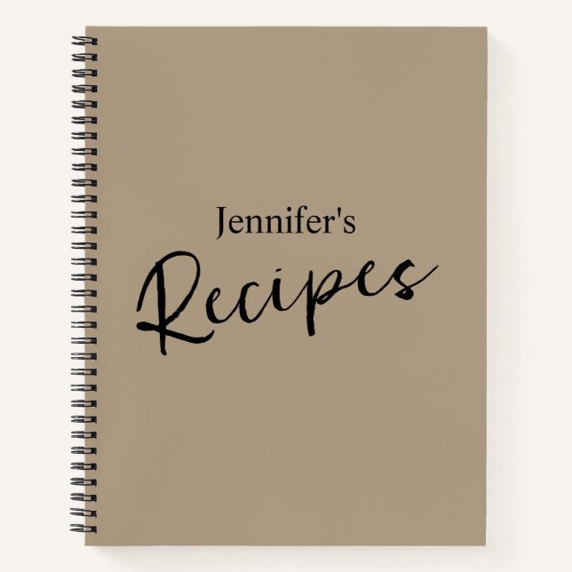 Elegantes Minimalistisches hellbraunes Rezept Notizbuch (Vorderseite)