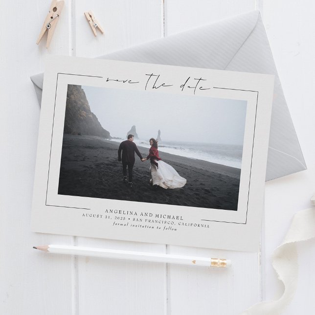 Elegantes Minimalistisches hellgraues Save the Dat Date (Von Creator hochgeladen)