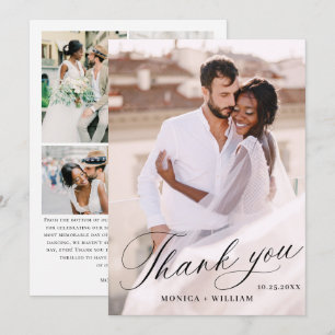 Elegantes Minimalistisches Hochzeiten 5 Foto Dankeskarte