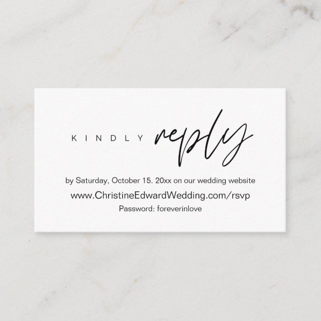 Elegantes, Minimalistisches, hochzeitliches Online Begleitkarte (Vorderseite)