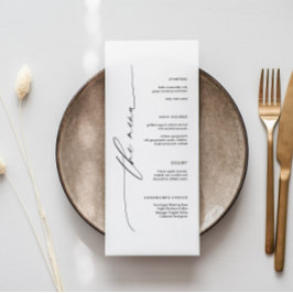 Elegantes Minimalistisches Hochzeitmenü mit Skript Menükarte
