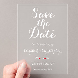 Elegantes minimalistisches Hochzeits-Save-the-Date Acryleinladungen