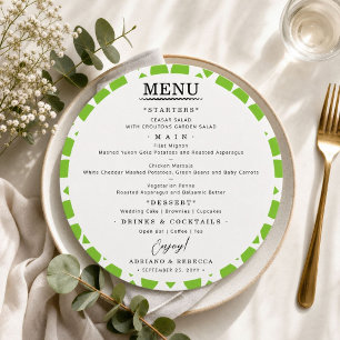 Elegantes minimalistisches Hochzeitsdinner-Menü Menükarte