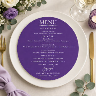 Elegantes minimalistisches Hochzeitsdinner-Menü Menükarte