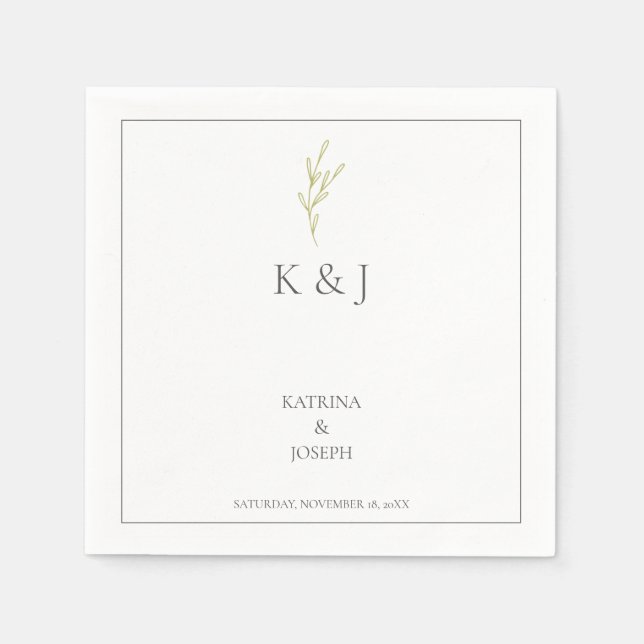 Elegantes Minimalistisches Hochzeitsheim Serviette (Vorderseite)