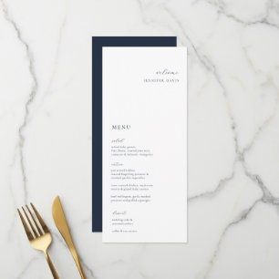 Elegantes Minimalistisches Hochzeitsmenü der Marin Menükarte