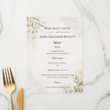 Elegantes minimalistisches Hochzeitsmenü