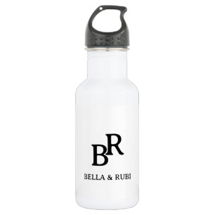 Elegantes minimalistisches Hochzeitsmonogramm aus  Edelstahlflasche