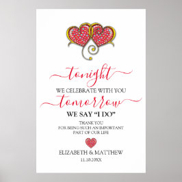 Elegantes Minimalistisches Hochzeitsprobedinner Poster