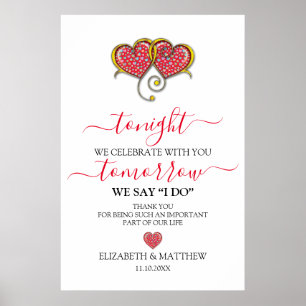 Elegantes Minimalistisches Hochzeitsprobedinner Poster