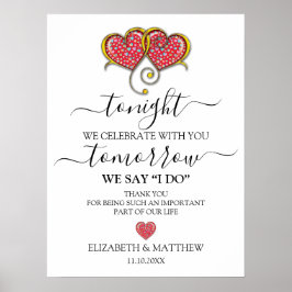 Elegantes Minimalistisches Hochzeitsprobedinner Poster