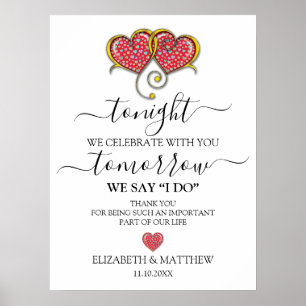 Elegantes Minimalistisches Hochzeitsprobedinner Poster