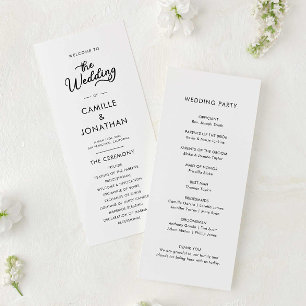 Elegantes Minimalistisches Hochzeitsprogramm Programm