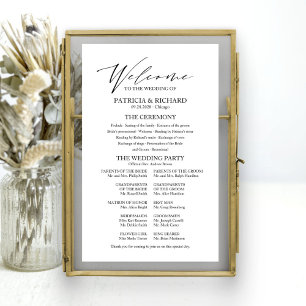 Elegantes minimalistisches Hochzeitsprogramm-Schil Poster