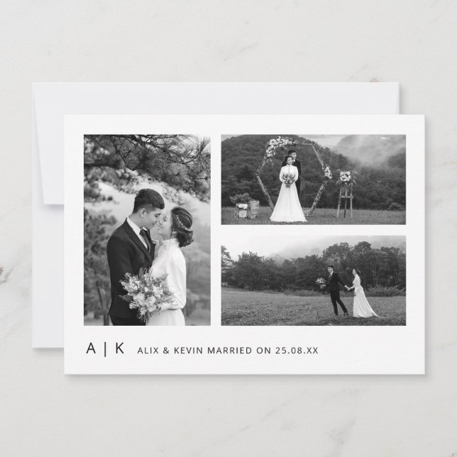 Elegantes Minimalistisches Hochzeitsskript für Sch Dankeskarte (Vorderseite)