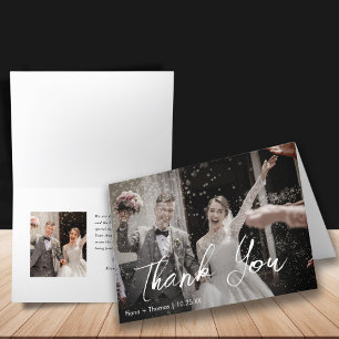 Elegantes Minimalistisches Hochzeitsszenario-Foto Dankeskarte