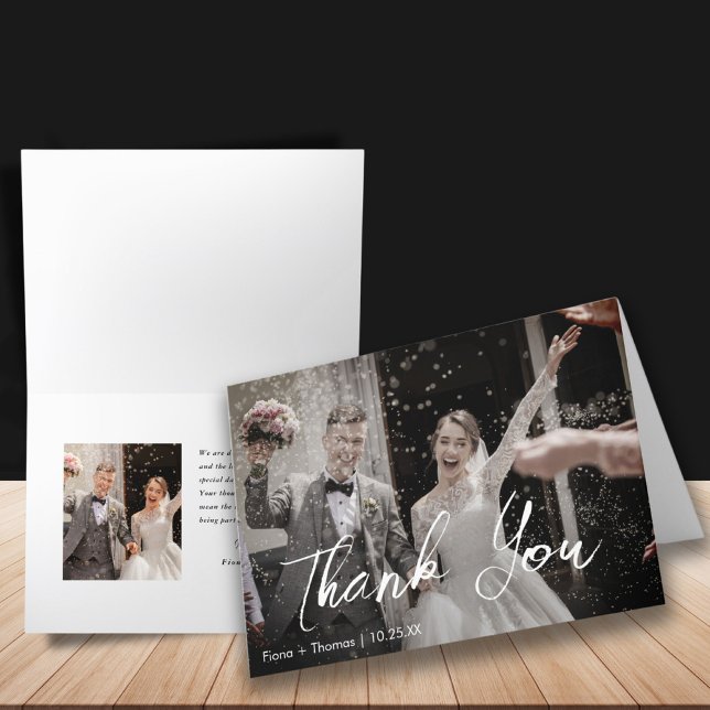 Elegantes Minimalistisches Hochzeitsszenario-Foto Dankeskarte (Von Creator hochgeladen)
