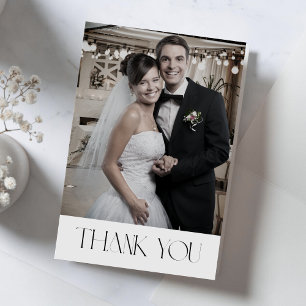 Elegantes Minimalistisches Hochzeitsszenario-Foto  Dankeskarte