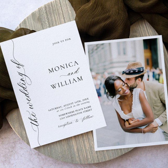 Elegantes Minimalistisches Hochzeitsszenario-Foto Einladung (Von Creator hochgeladen)