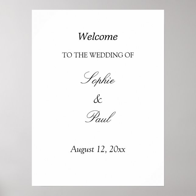 Elegantes Minimalistisches Hochzeitstipendium Poster (Vorne)
