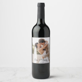 Elegantes Minimalistisches Hochzeitsweinlabel Weinetikett
