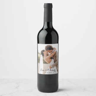 Elegantes Minimalistisches Hochzeitsweinlabel Weinetikett