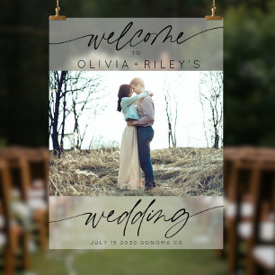 Elegantes Minimalistisches Hochzeitswillkommen Mat Acrylschild