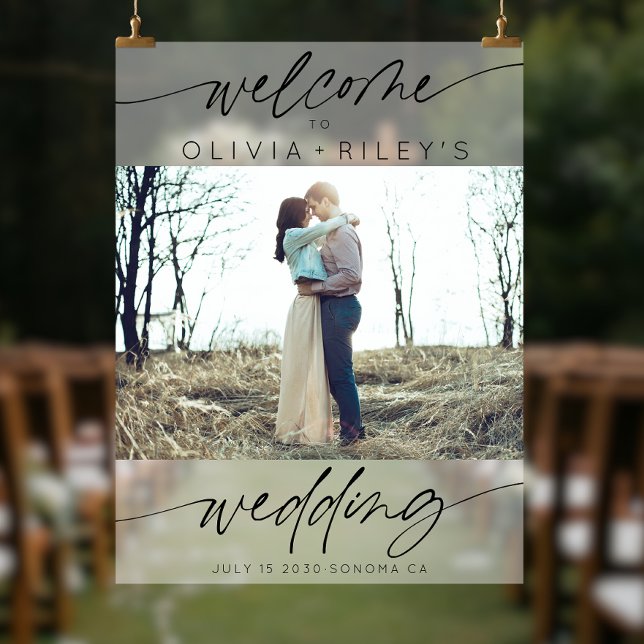 Elegantes Minimalistisches Hochzeitswillkommen Mat Acrylschild (Von Creator hochgeladen)