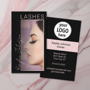 Elegantes minimalistisches Lash-Artist-Foto-Logo Visitenkarte
