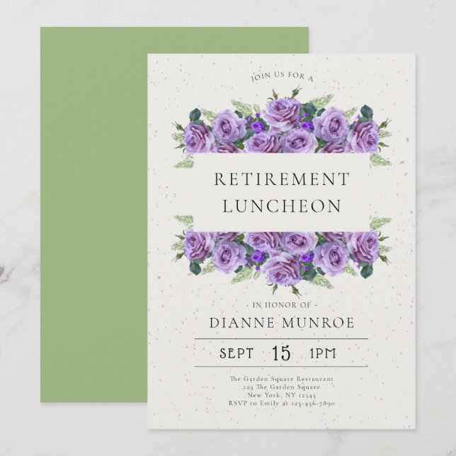 Elegantes Minimalistisches Leben in Lilac Einladung (Vorne/Hinten)
