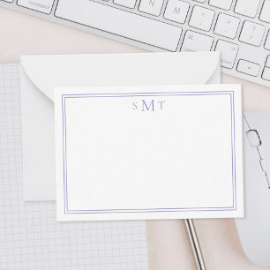 Elegantes Minimalistisches Lila Monogramm Mitteilungskarte